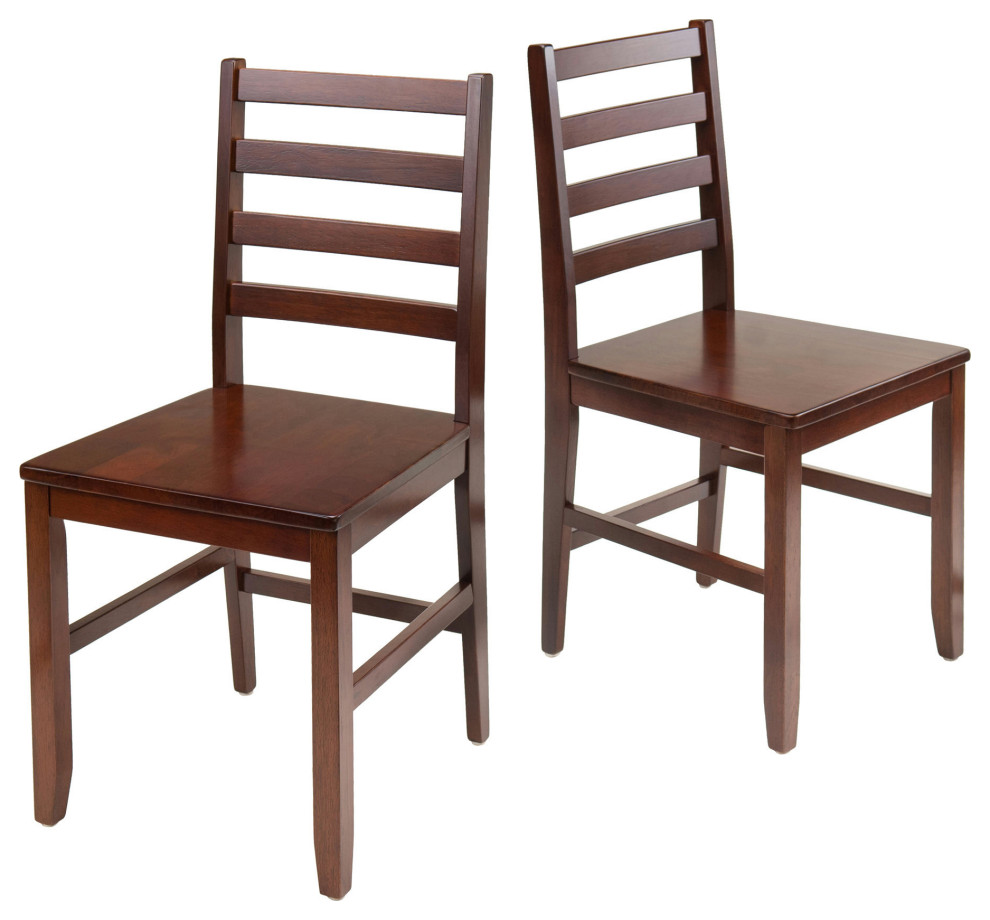 Hamilton 2 Piece Ladder Back Chair Set  Walnut   Transitional   Dining Chairs   by Kolibri Decor  Houzz