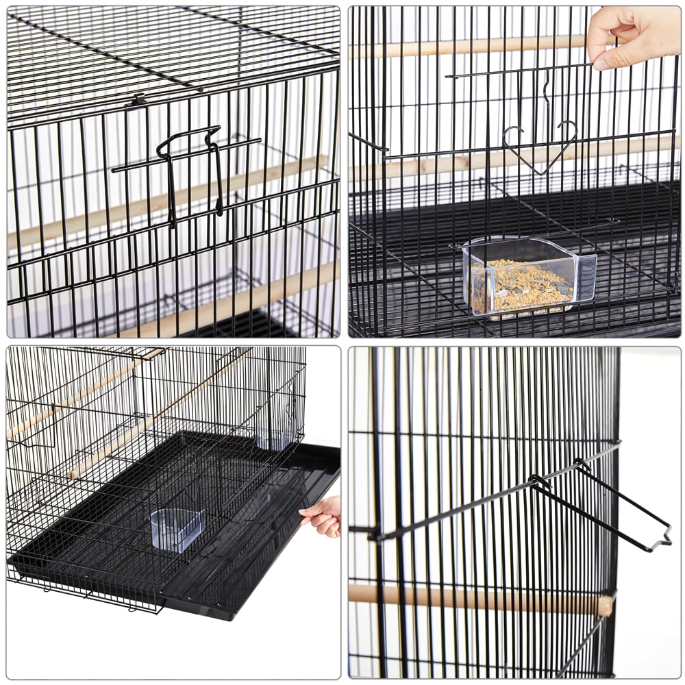 Topeakmart 30.5''L x 18.5''W x 18''H Rectangle Breeding Flight Cage with Slide-Out Tray for Parrots Parakeets Conures Birds， Black