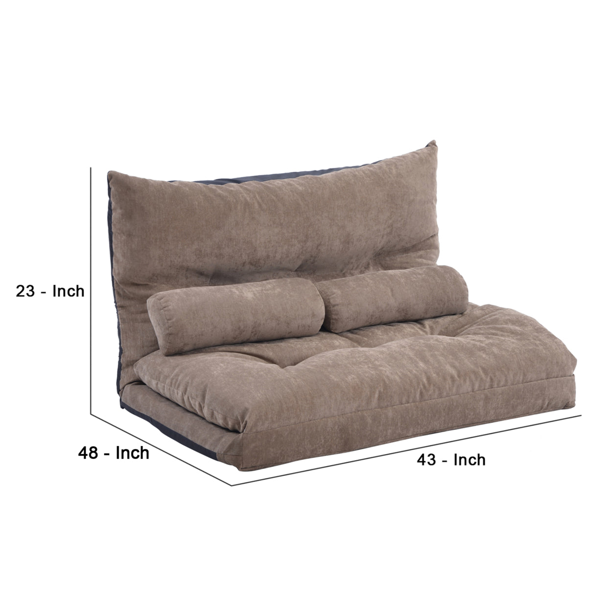 Futon Sofa with 2 Pillows and 5 Way Adjustable Back, Brown- Saltoro Sherpi