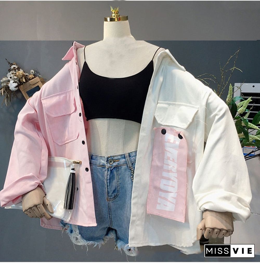 Oversize Patchwork Jacket Women Spring Autumn New Arrival Outwear Coat Hip Hop Streetwear Loose BF Style Jackets