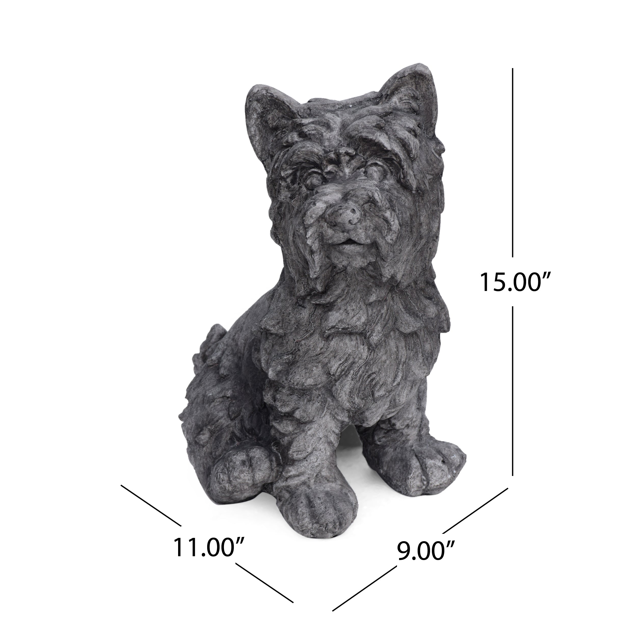 Seth Outdoor Terrier Dog Garden Statue, Antique Gray Finish