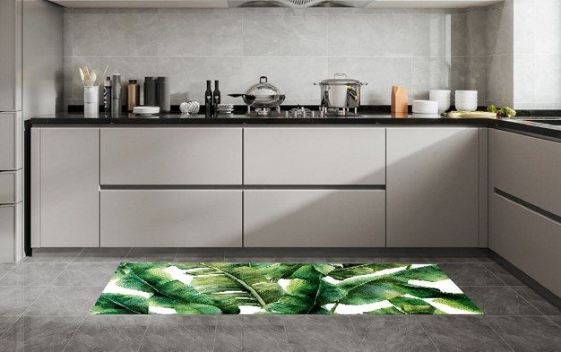 X 55 quot Oversized Cushioned Anti fatigue Kitchen Runner Mat green Leaves