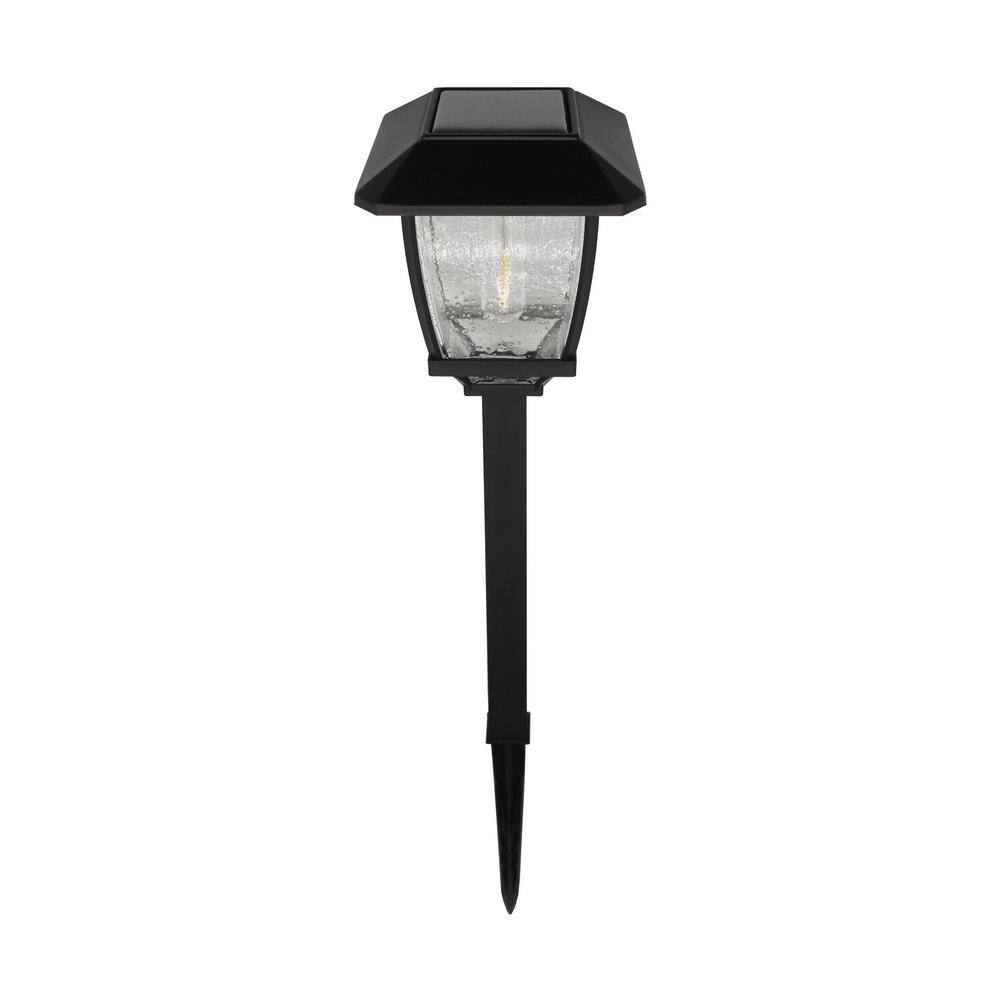 Hampton Bay Solar Black LED Path Light 14 Lumens with Seedy Glass Lens and Vintage Bulb P5100-01-22