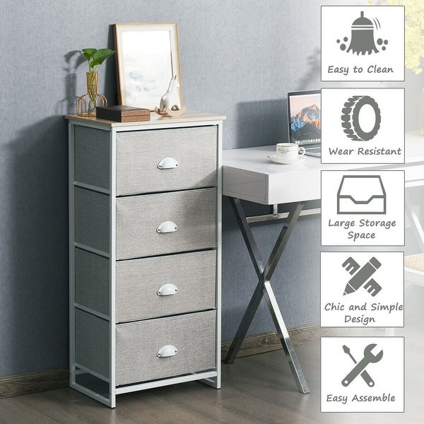 Chest Storage Tower Side Table Display Storage with 4 Drawers - 18