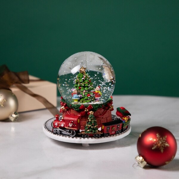 Christmas Tree with Revolving Train Musical Snow Globe