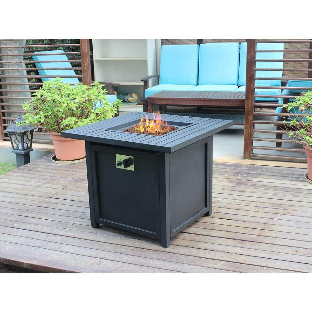 Afoxsos 30 in. Black Propane Gas Fire Pit Table, 50,000 BTU, CSA Certification Outdoor Companion DJMX465