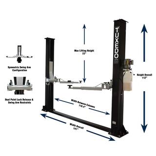 TUXEDO Symmetric 2 Post Car Lift 9000 lbs. Capacity Heavy Duty in Black TP9KF-TUX