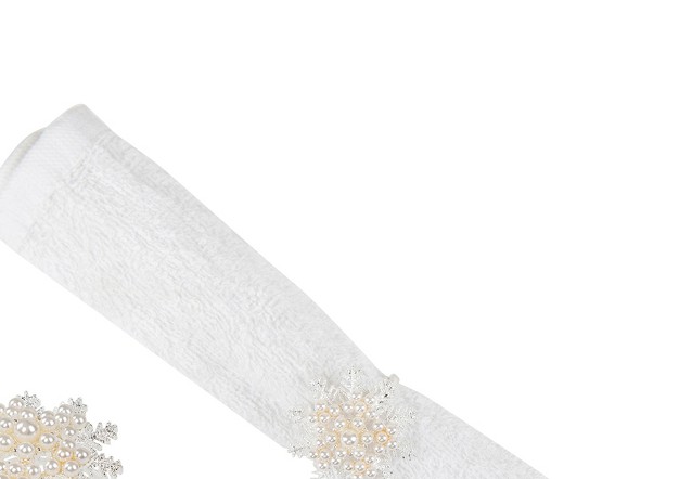 C amp f Home Pearl Snowflake Decorative Napkin Ring Set Of 4