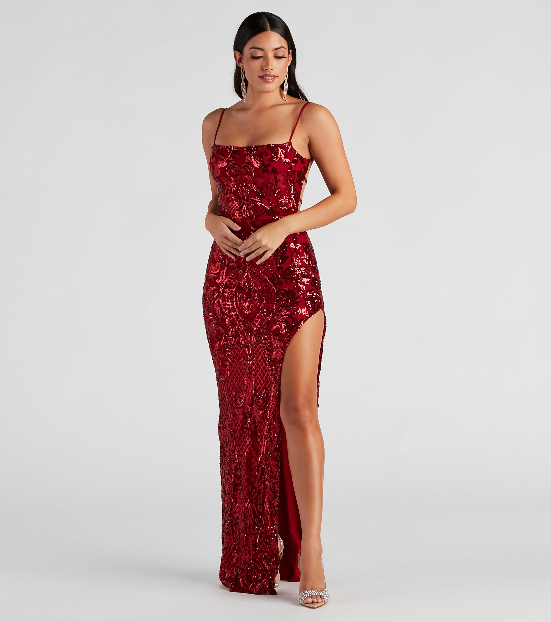 Jenelle Formal Sequin Open Back Dress