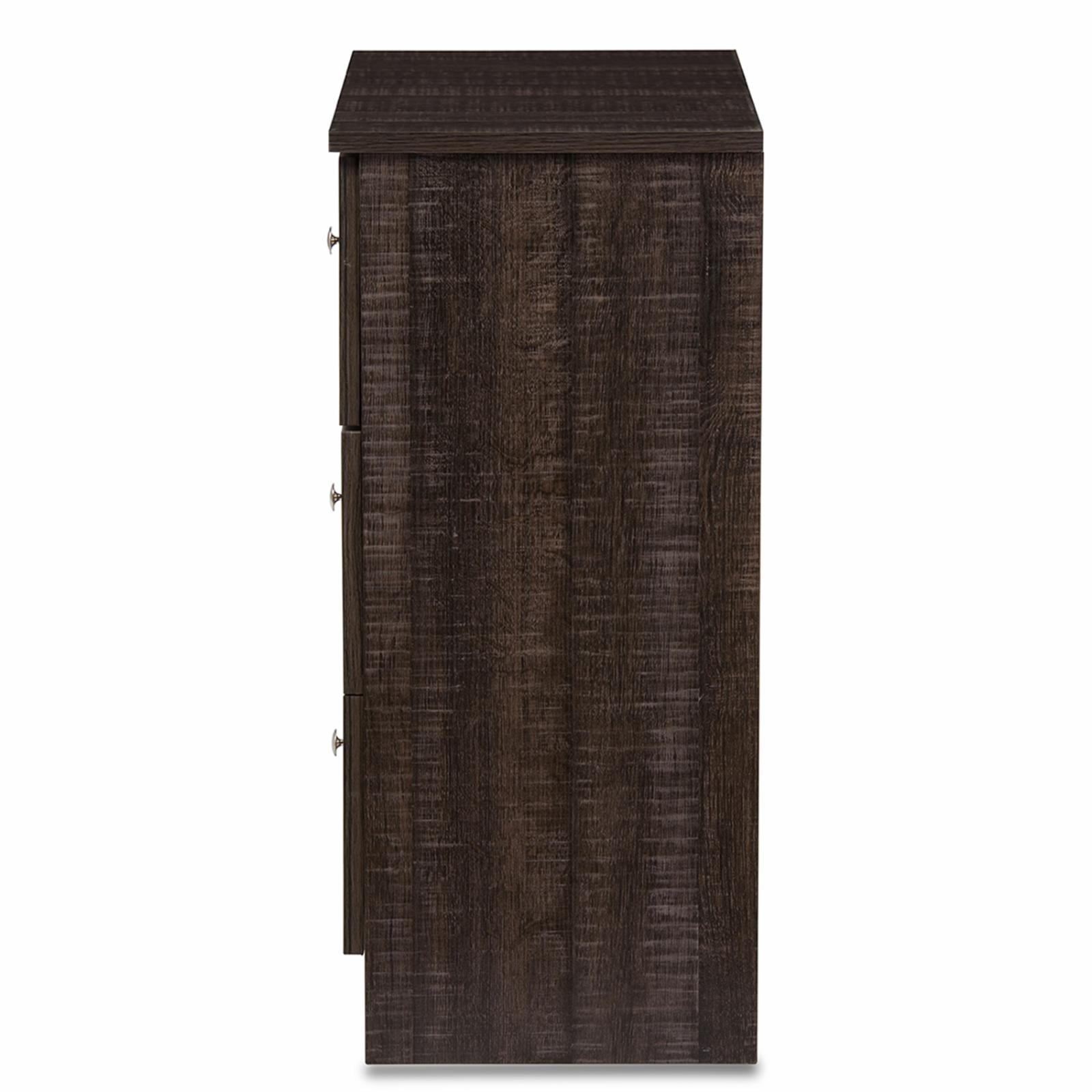 Baxton Studio Decon Modern and  Espresso Brown Wood 3-Drawer Storage Chest