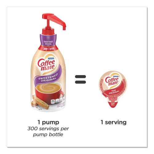 Coffee-mate Liquid Coffee Creamer， Sweetened Original， 1.5 Liter Pump Bottle， 2/Carton (13799CT)