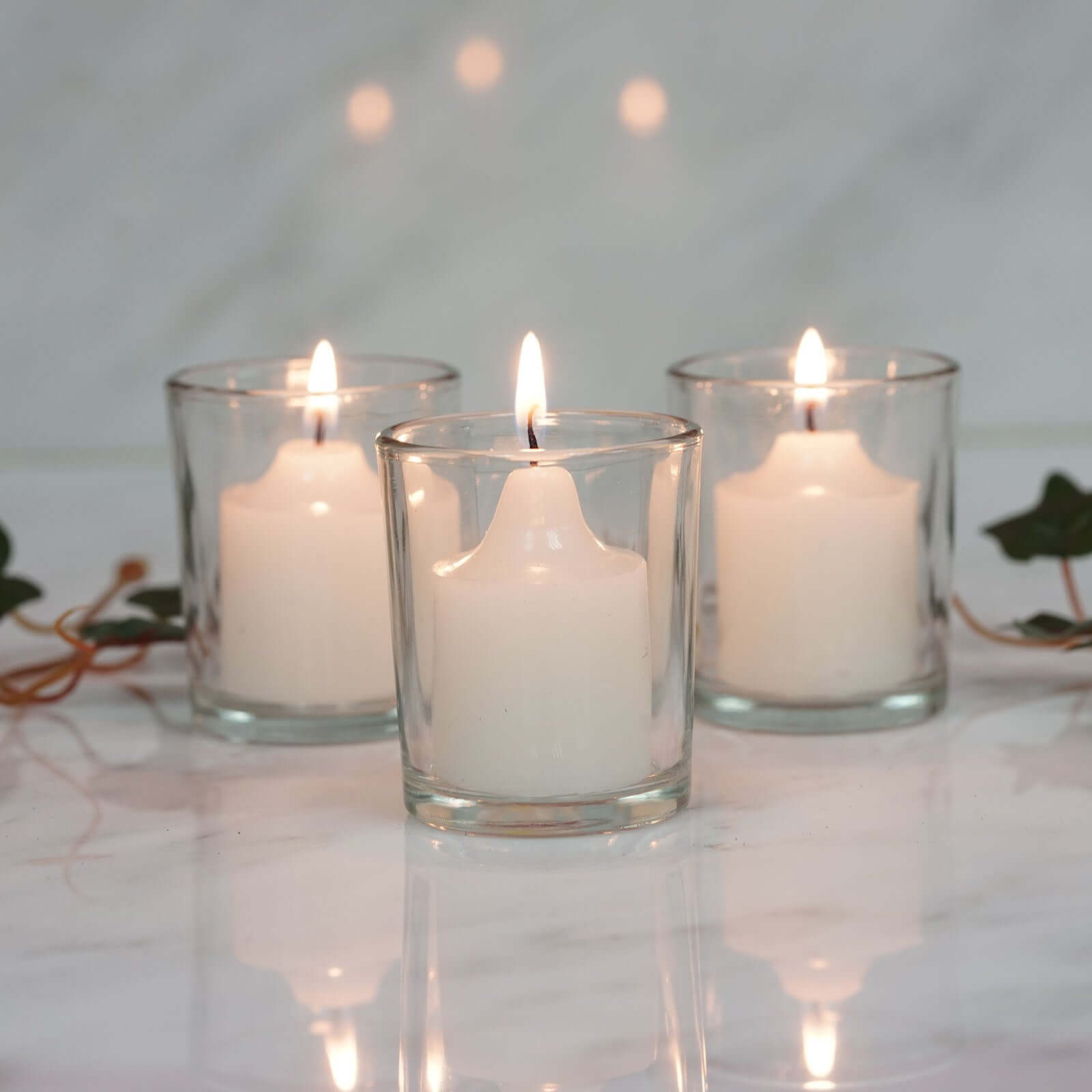 12 Pack Clear Glass Votive Candle Holder Set, Tealight Holders 2.5