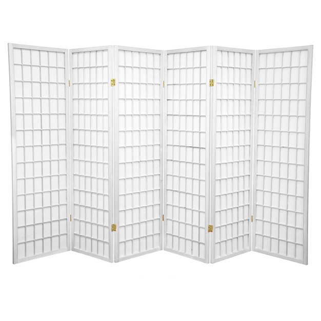 5 Ft Tall Window Pane Shoji Screen White 6 Panels