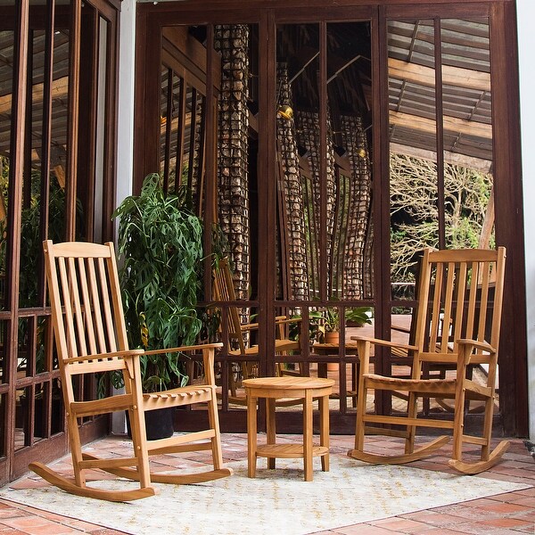 Cambridge Casual Alston 3piece Teak Outdoor Rocking Chair Chat Set