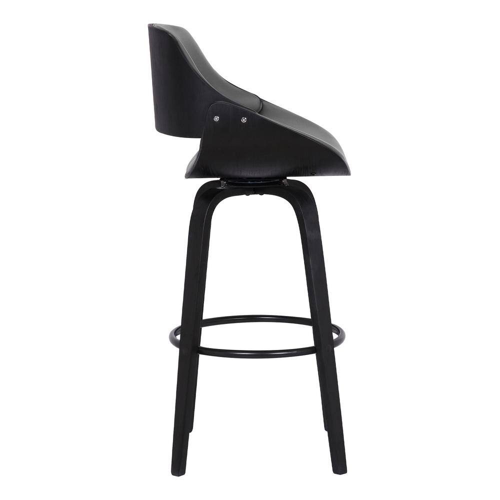 Armen Living Mona 41.5 in. Black Brush Grey Bar Stool LCMNBABLGR30