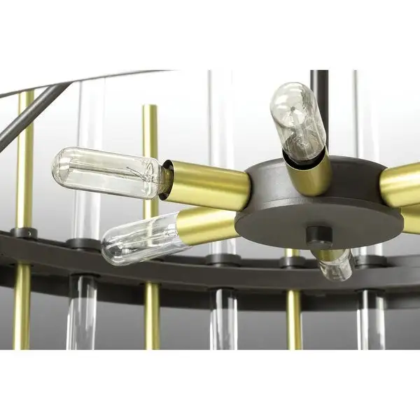 Orrizo Collection 6-Light Matte Black Clear Glass Luxe Chandelier Light - 8.380