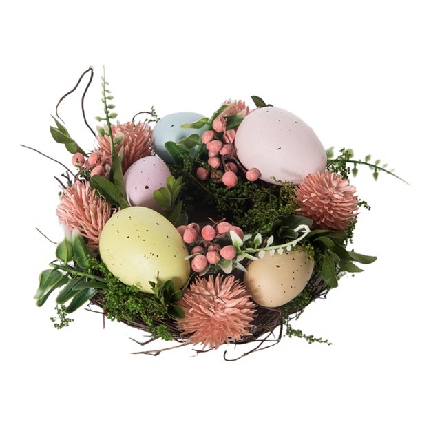 Transpac Natural Fiber 7 09 In Multicolor Easter Twig And Egg Candle Ring