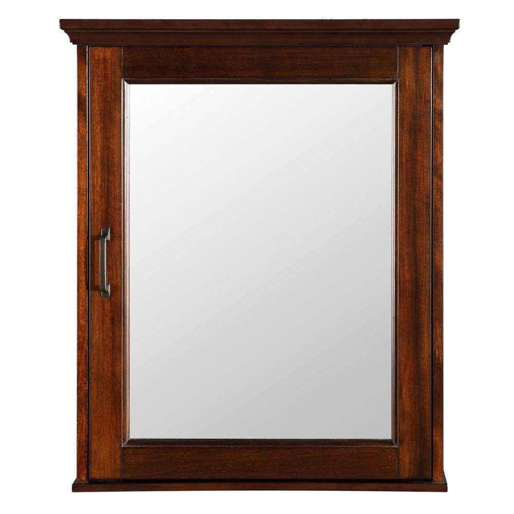 Home Decorators Collection Ashburn 23 in. W x 28 in. H x 7-34 in. D Framed Surface-Mount Bathroom Medicine Cabinet in Mahogany ASGC2328