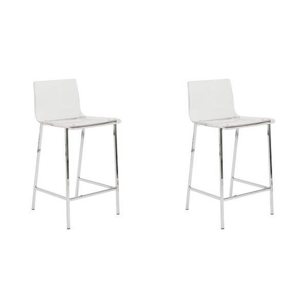 Modern Yax Acrylic Bar Stool with Back (Set of Two)