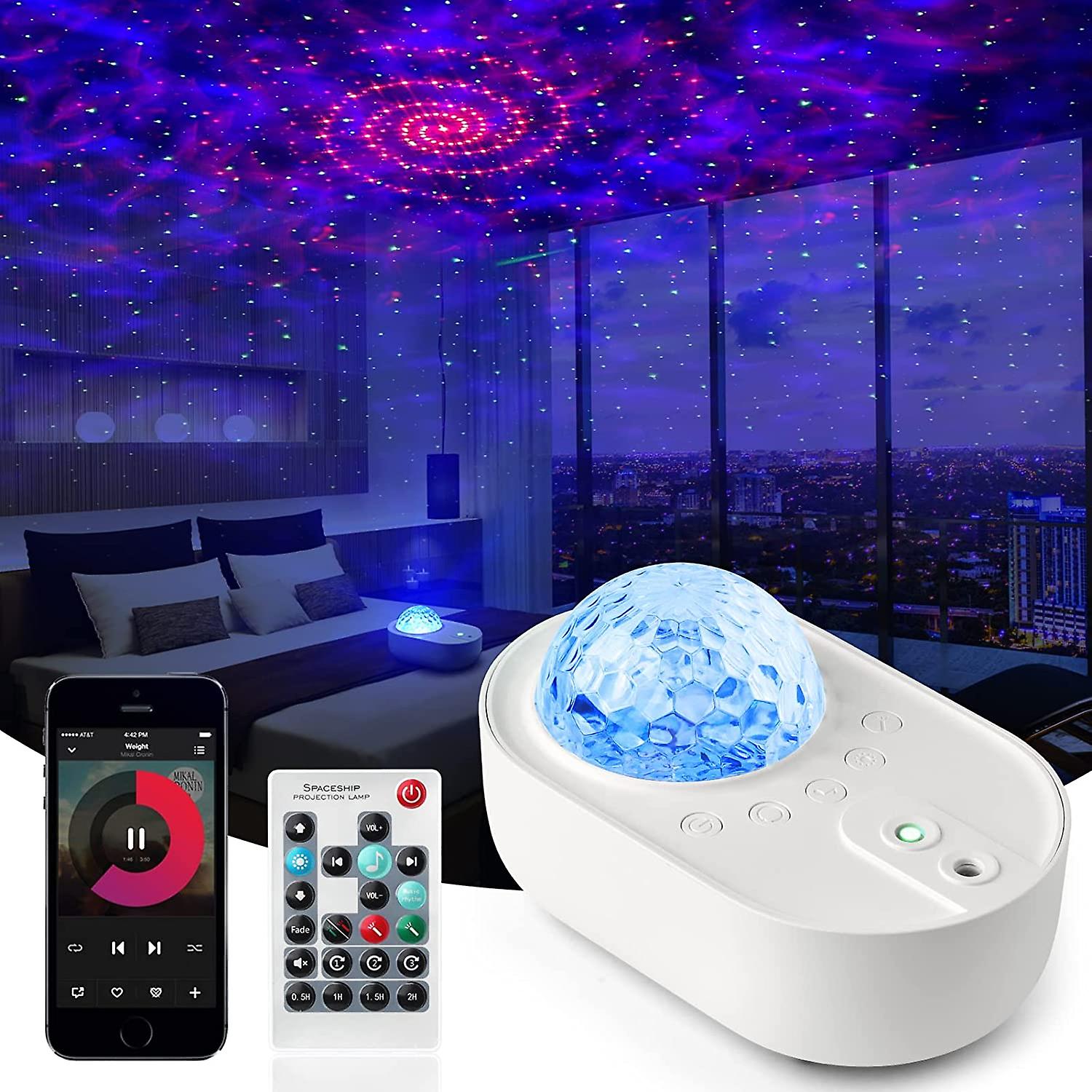 Star Projector 3 In 1 Galaxy Night Light Projector With White Noise And Bluetooth Speaker For Home Bedroom Decor， Remote Control， Christmas Birthday G