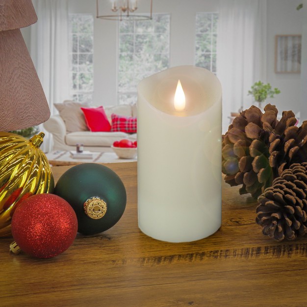 Hgtv Home Collection Heritage Real Motion Real Motion Flameless Candle With Remote Ivory With Warm White Led Lights Battery Powered 7 In