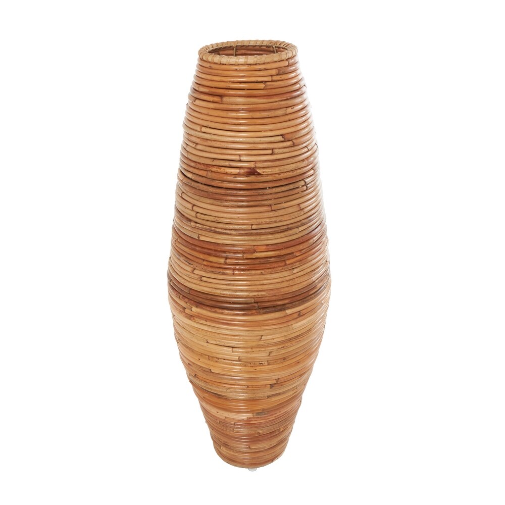 Brown Rattan Handmade Tall Wrapped Vase