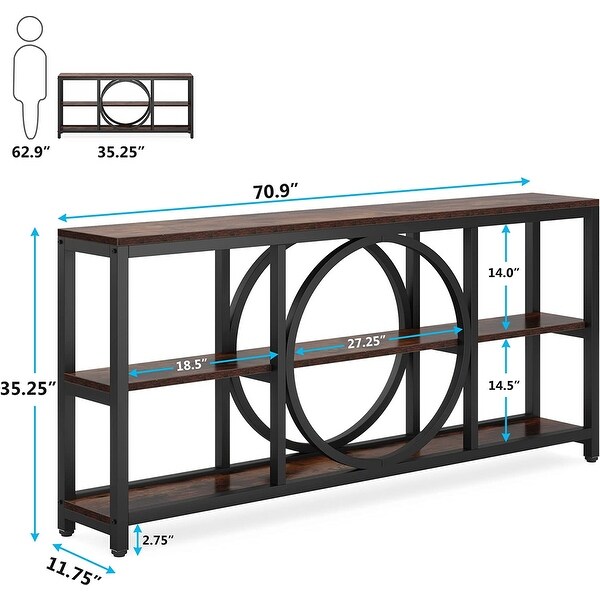 Sofa Console Table， 3 Tiers Industrial Narrow Long Sofa Table