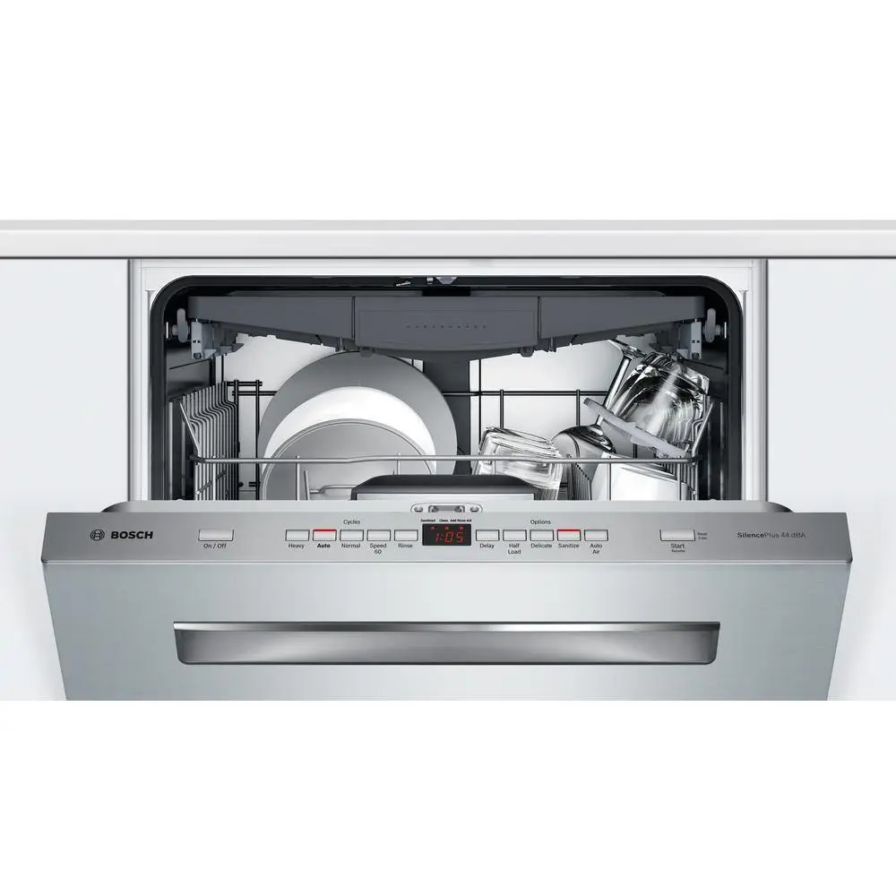 Bosch 500 Series 24 in. Top Control Built-In Stainless Steel Dishwasher w Stainless Steel Tall Tub AutoAir 44dBA 5-Cycles SHPM65Z55N