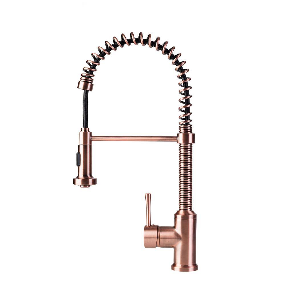 Fontaine by Italia Residential Single-Handle Pull-Down Sprayer Kitchen Faucet with Flat Spray Head in Antique Copper N96566F-AC