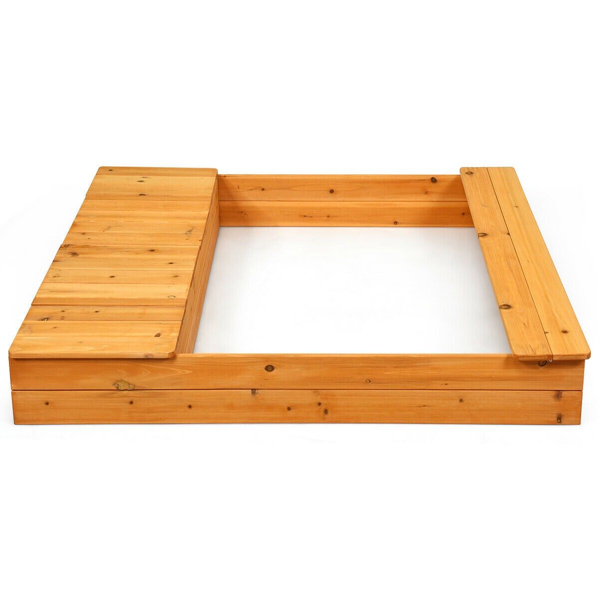 Kids Wooden Sandbox with Bench Seats & Storage Boxes