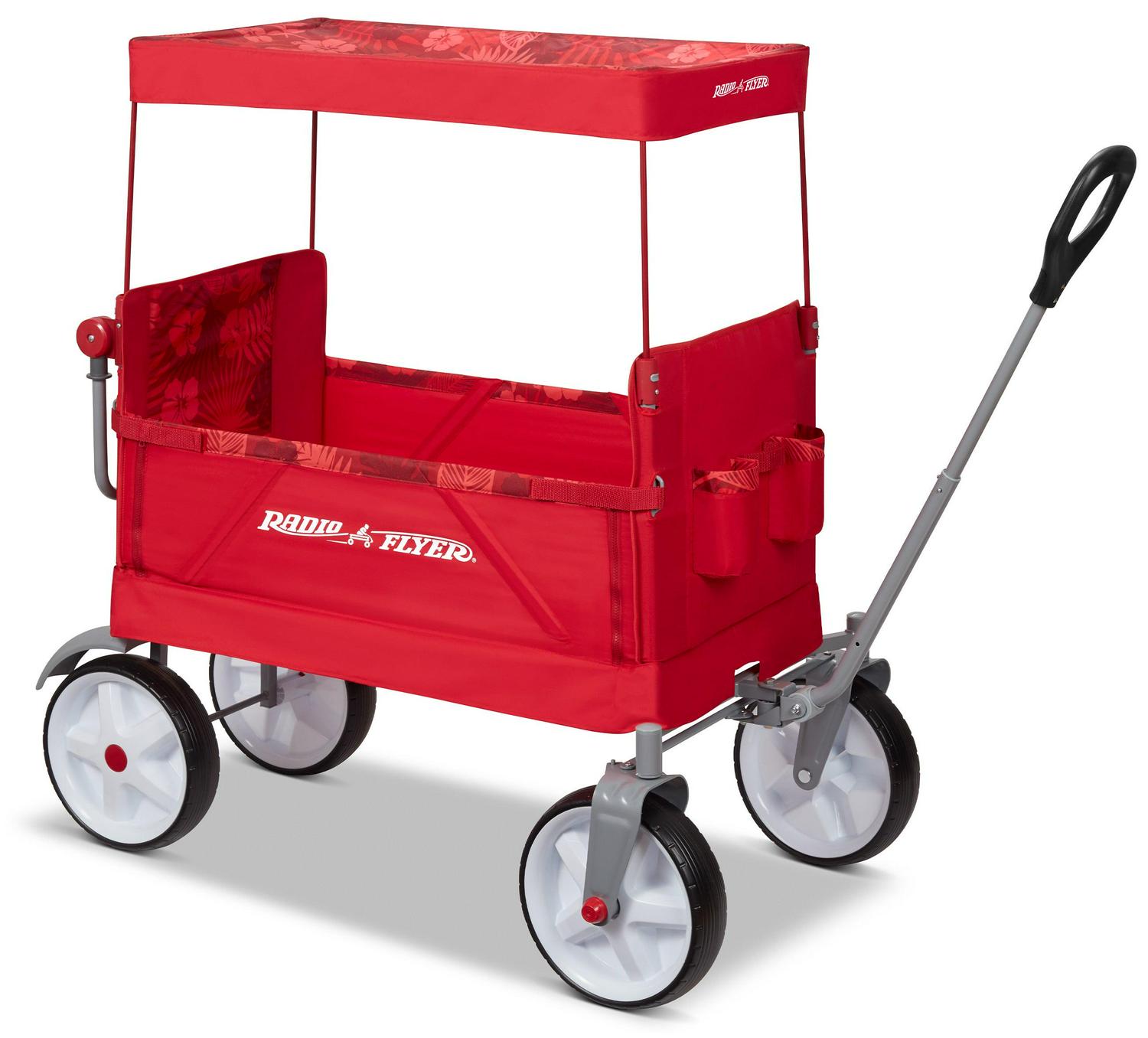 Radio Flyer， Beach and Boardwalk EZ Fold Wagon， Recycled Fabric， Red