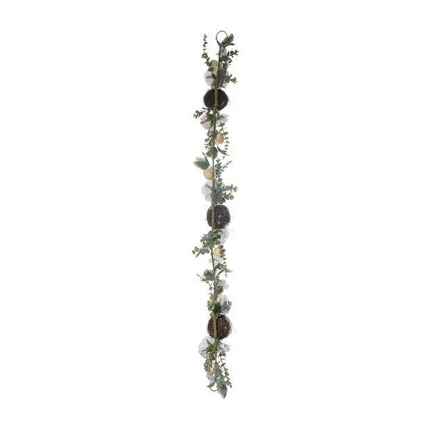 Transpac Synthetic Fabric 72 In Multicolor Easter Floral Garland With Egg Nests