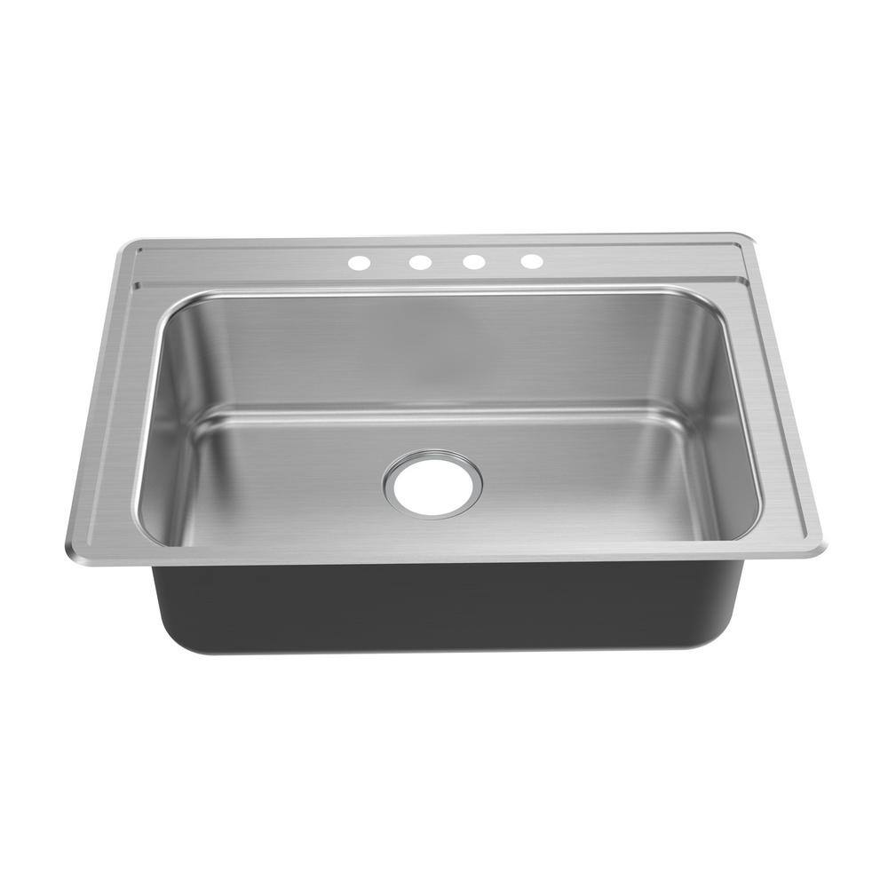 Glacier Bay Drop-In Stainless Steel 33 in. 4-Hole Single Bowl Kitchen Sink VT3322A18