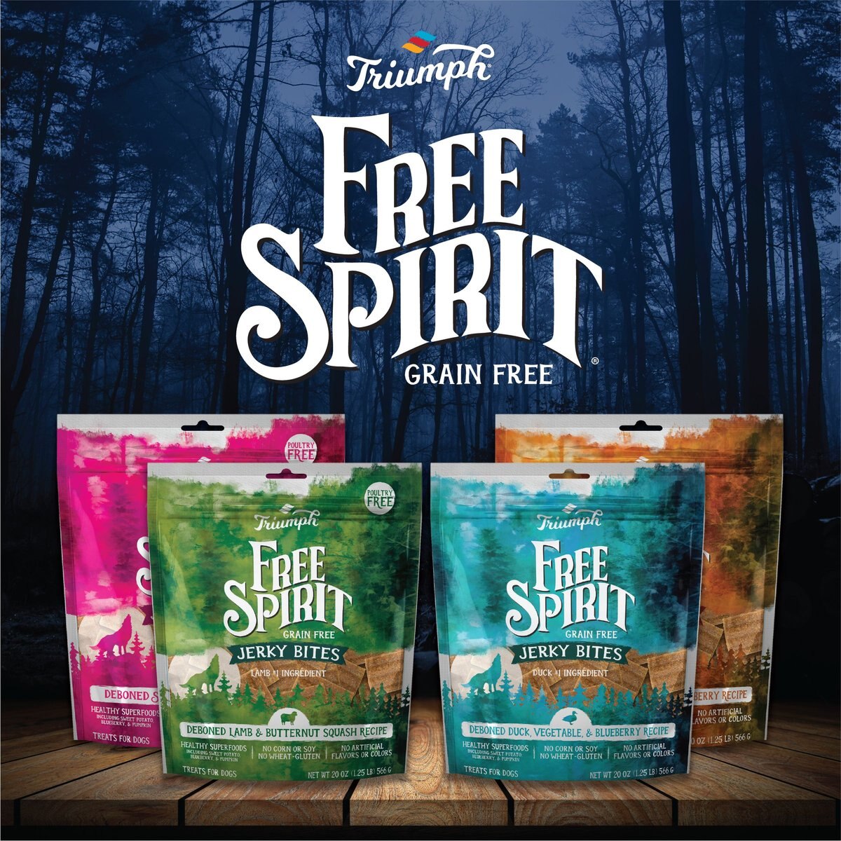 Triumph Free Spirit Jerky Bites Deboned Lamb and Butternut Squash Dog Treats