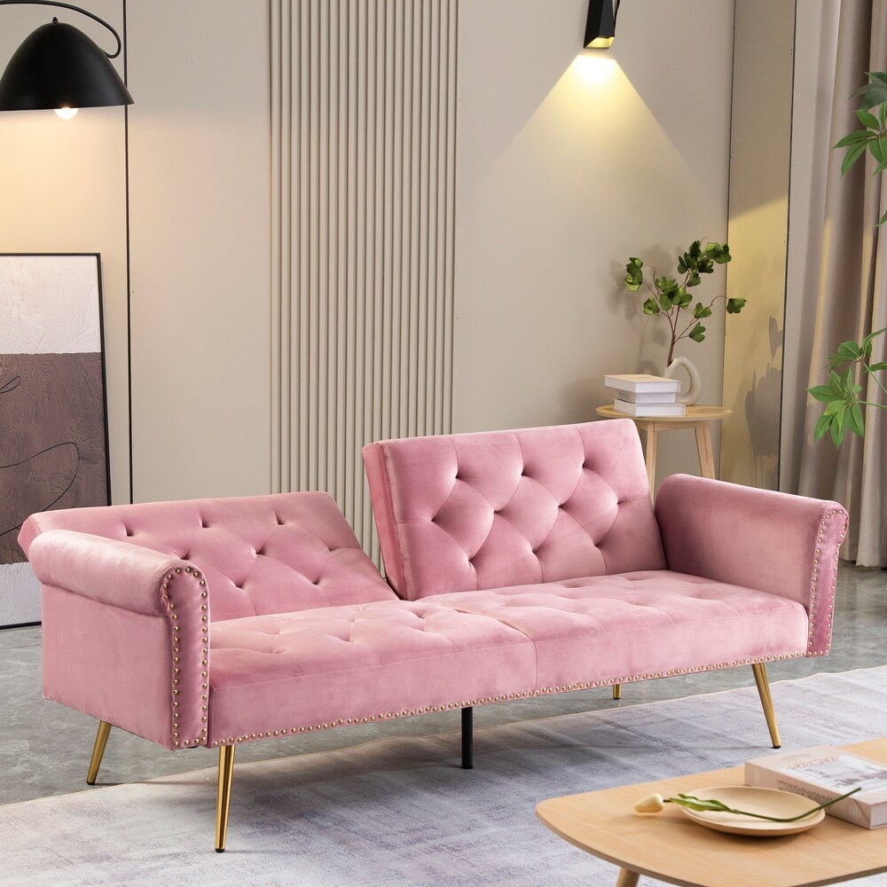 Modern Velvet Upholstered Sleeper Sofa