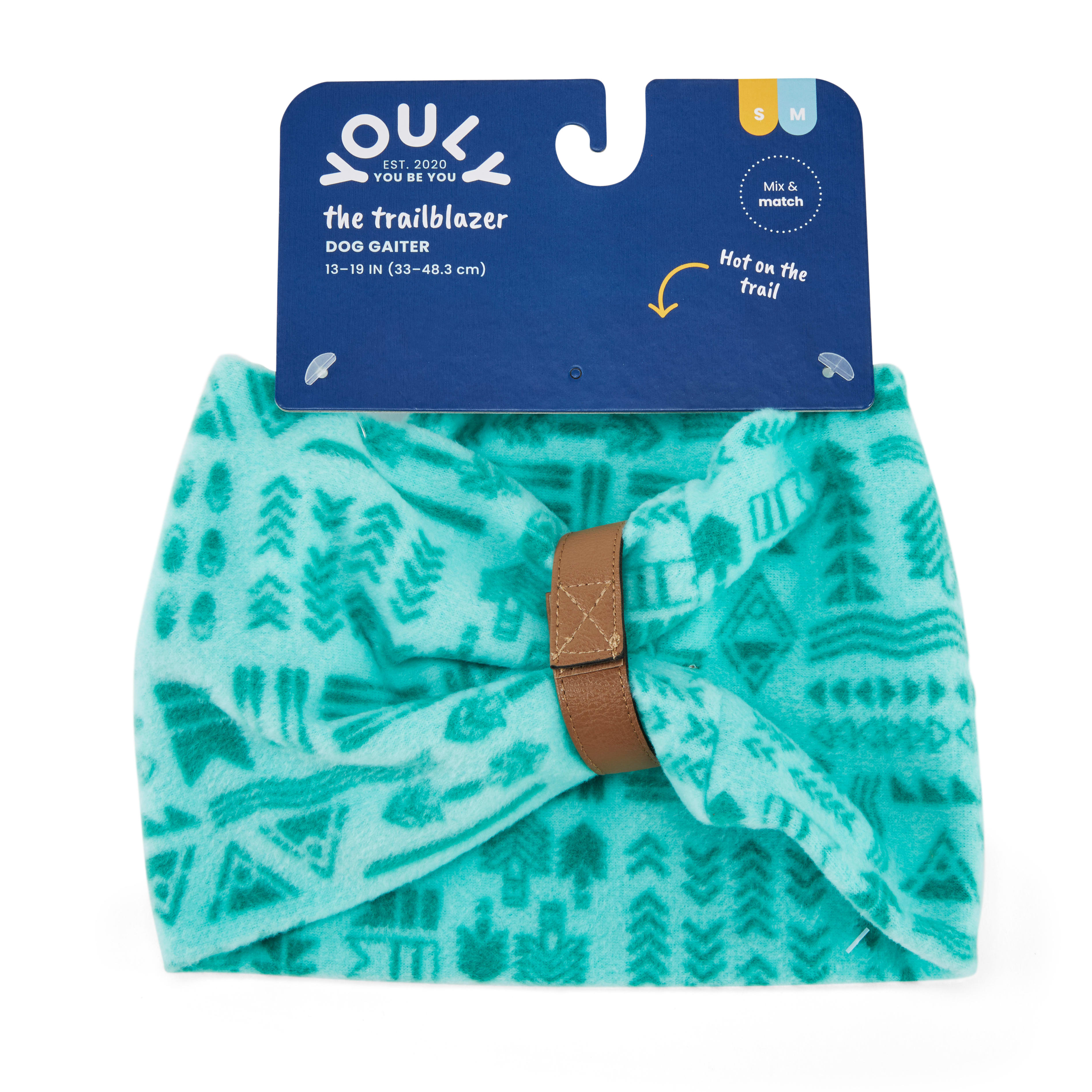 YOULY Printed Teal Dog Scarf， X-Small/Small