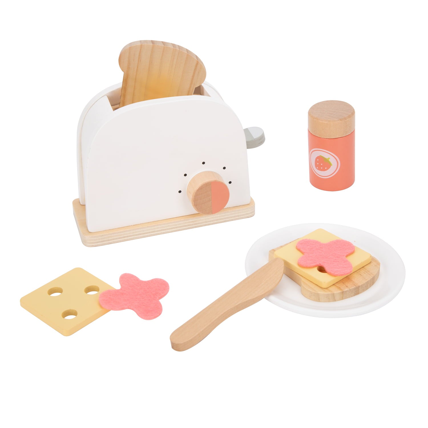 TOOKYLAND Play Food Toys for Kids Toaster Play Set,Wooden Pop Up Toys, Fine Motor Toys for 3 4 5 Year Old