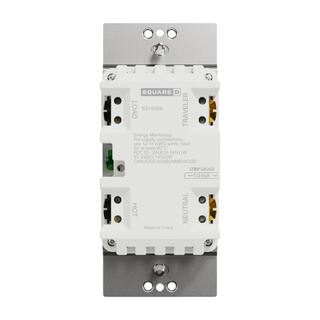 Square D X Series 15 Amp Single Pole3-Way Wi-Fi Energy Monitoring Rocker Switch Back Wire Clamps Light Switch Matte White SQR141U1WHW