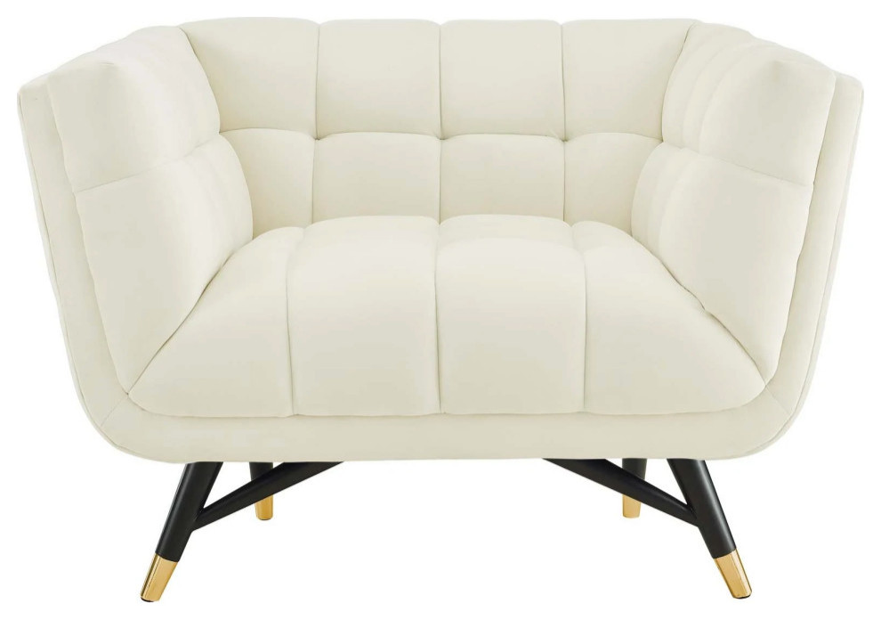 Alice Ivory Performance Velvet Armchair   Midcentury   Armchairs And Accent Chairs   by V.S.D Furniture  Houzz