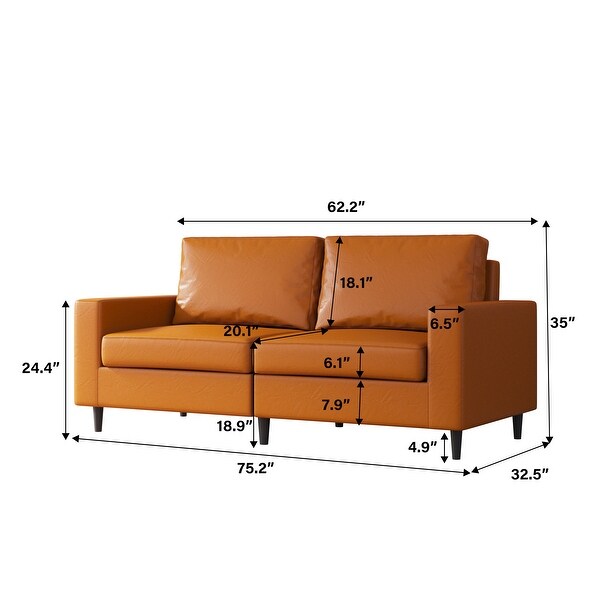 3-Seat Sofa PU Leather Upholstered Couch Furniture