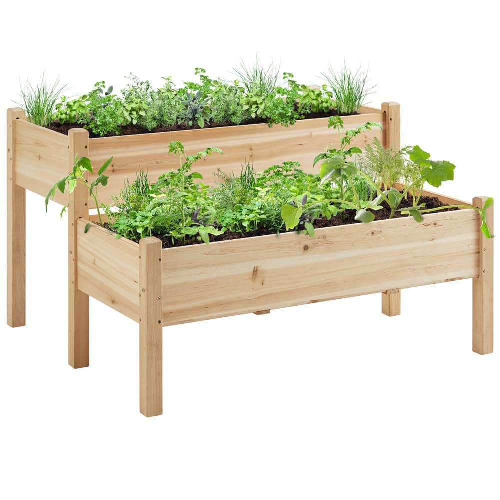 Yaheetech 47 in. L x 41 in. W x 29.5 in. H Wooden 2-Tier Raised Garden Bed DYkwjl0001