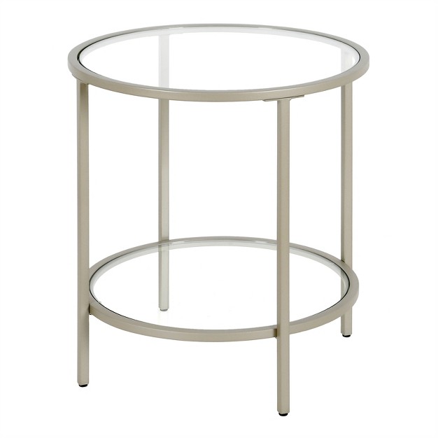 20 Inches Satin Nickel Metal glass Side Table Henn amp hart