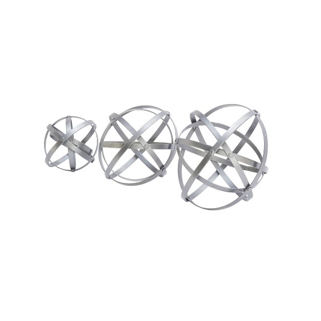 Set Of 3 Modern Iron Foldable Orb Silver Olivia amp May