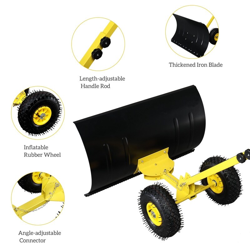 Heavy Duty Rolling Snow Pusher with Wheels and Adjustable Handle   Snow Pusher