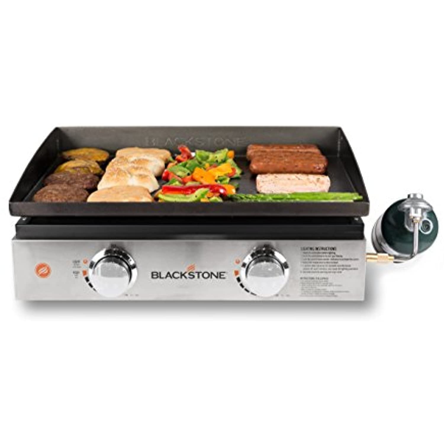 Blackstone 1666 Heavy Duty Flat Top Grill Station for Kitchen, Camp, Outdoor, Tailgating, Tabletop, Countertop  Stainless Steel Griddle with Knobs & Ignition, 22 Inch, Black