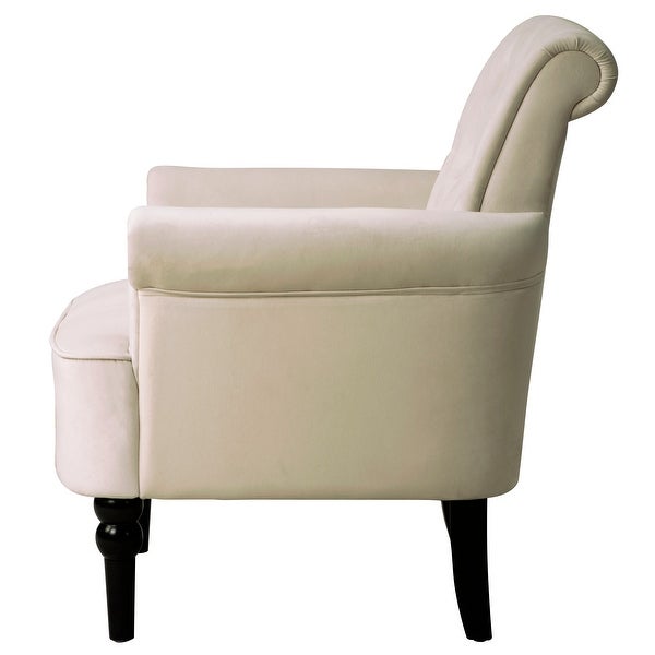 Elegant Button Tufted Club Chair Accent Armchairs with Wooden Legs