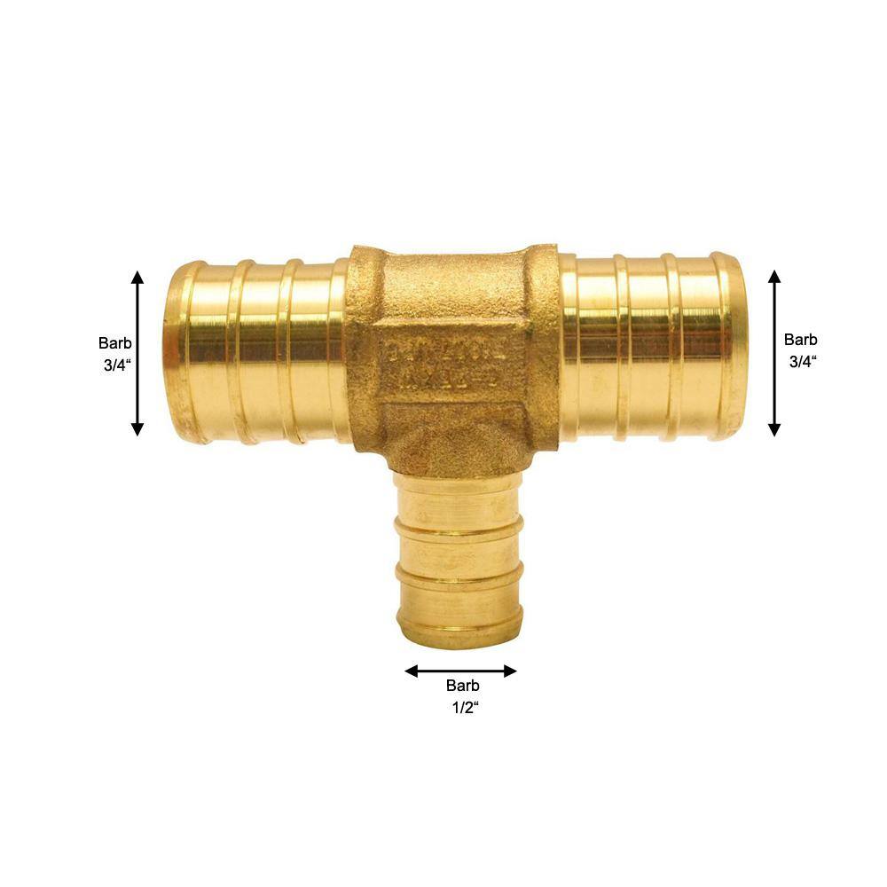 Apollo 34 in. x 34 in. x 12 in. Brass PEX-B Barb Reducing Tee APXT343412