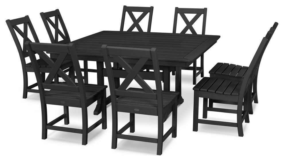 POLYWOOD Braxton 9 Piece Nautical Trestle Dining Set   Transitional   Outdoor Dining Sets   by POLYWOOD  Houzz