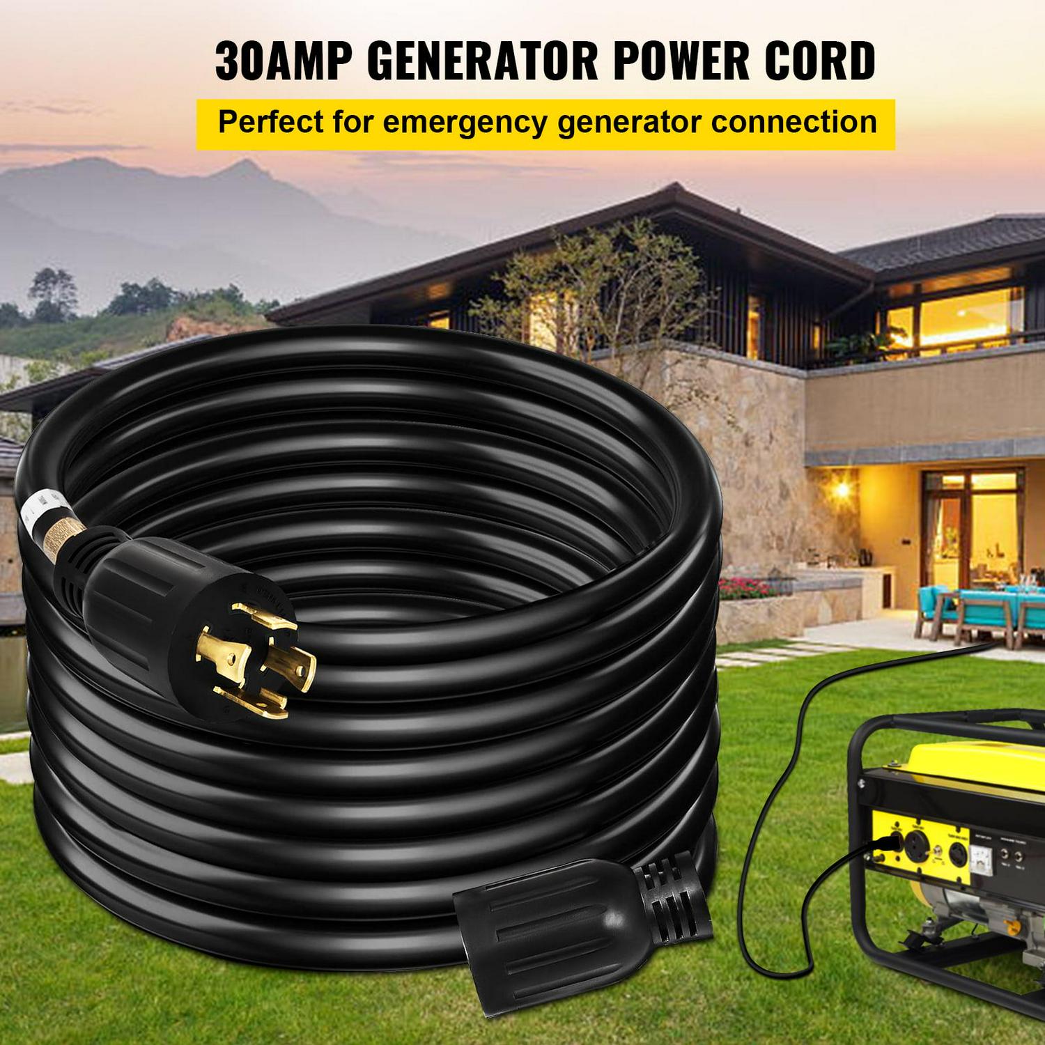 VEVOR 40Ft 30 Amp Generator Extension Cord 4 Wire 10 Gauge 125V 250V UL and CUL Listed Generator Power Cord Twist Lock Connectors