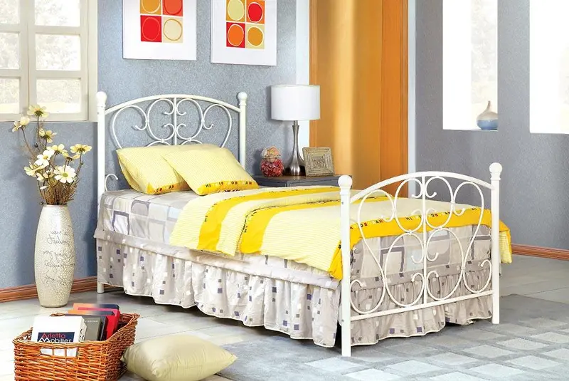 White Princess Twin Metal Bed - Belle